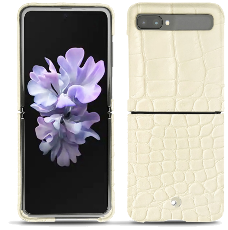 Coque cuir Samsung Galaxy Z Flip - Seconde peauBlanc