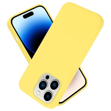 Coque pour Apple iPhone 14 PRO en LIQUID YELLOW Housse de protection Étui en silicone TPU flexible