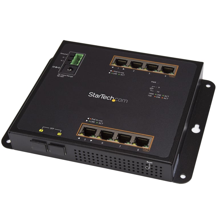 StarTech.com Switch Gigabit Ethernet géré à 8 ports PoE+ avec 2 connexions SFP Fixation murale et accès en façade IES101GP2SFW Commutateur Géré 8 x 101001000 PoE+ + 2 x SFP ... - vue 2