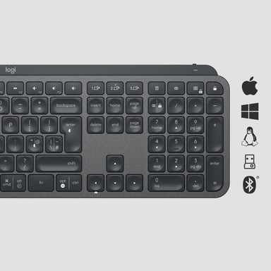 Logitech MX Keys teclado Universal RF inalámbrico + Bluetooth QWERTY US Internacional Grafito