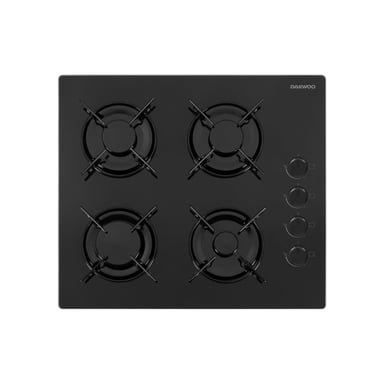 Plaque de cuisson a gaz - DAEWOO - 4 foyers - 60 cm - BH6GKR40BNL - Noir