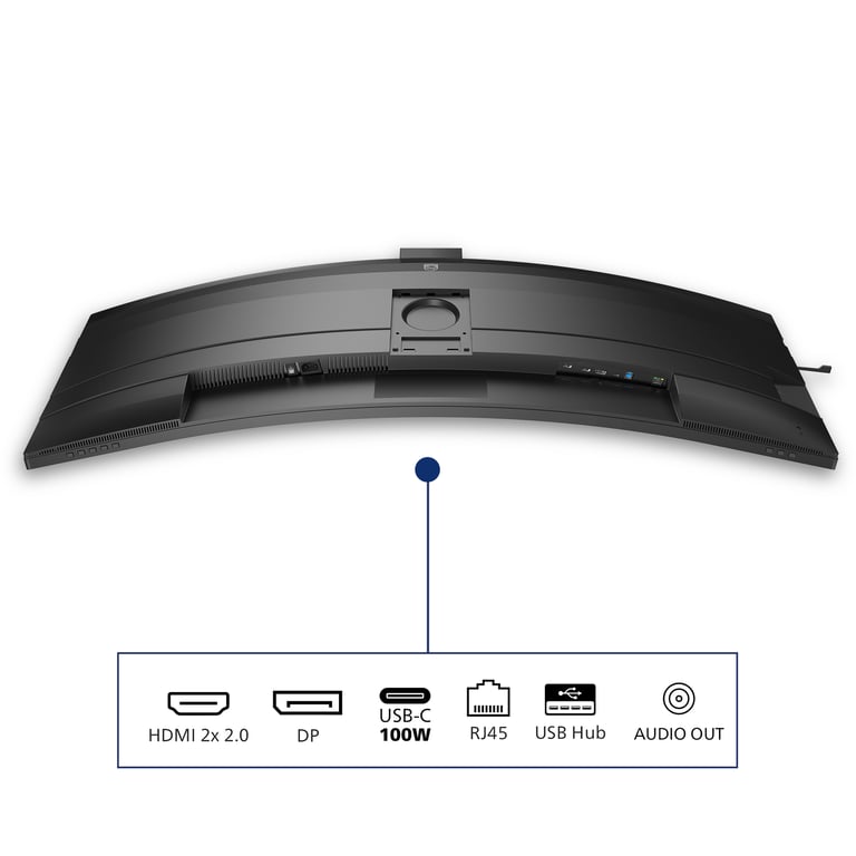 Philips 49B2U5900CH 49 Pouces QHD Curved Monitor 75Hz VA 4ms HDR400 KVM Webcam Réglable en Hauteur Station d'accueil USB C Haut parleurs 5120 x 1440 HDMI 2.0 / DP 1.4 / USB C 1 - vue 2