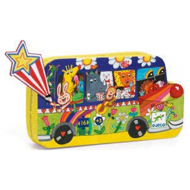 Puzzle autobús arco iris - 16 piezas de colores para niños