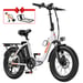 VITILAN U3 Bicicletta elettrica per adulti 20 pollici Fat Tire Ebikes Bicicletta elettrica pieghevole 750W, 48V 13Ah Step Thru E-Bike 7 velocità - Bianco
