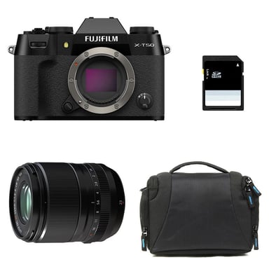 FUJIFILM X-T50 NOIR + 23mm f/1.4 WR + Sac + Carte SD 8 Go