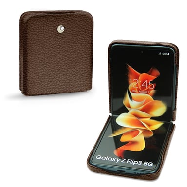 Coque cuir Samsung Galaxy Z Flip3 -  - Marron - Cuir grainé