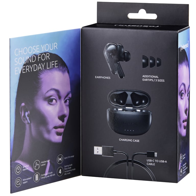 Écouteurs True Wireless INTENSO Buds T300A – Bluetooth 5.3, ANC, 35H Autonomie - vue 3