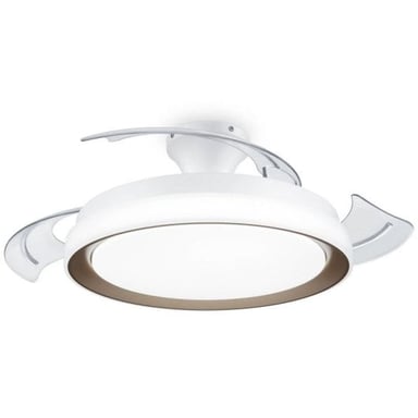 Ventilador de techo LED Philips Bliss 63W oro/blanco con aspas retráctiles transparentes y mando a distancia
