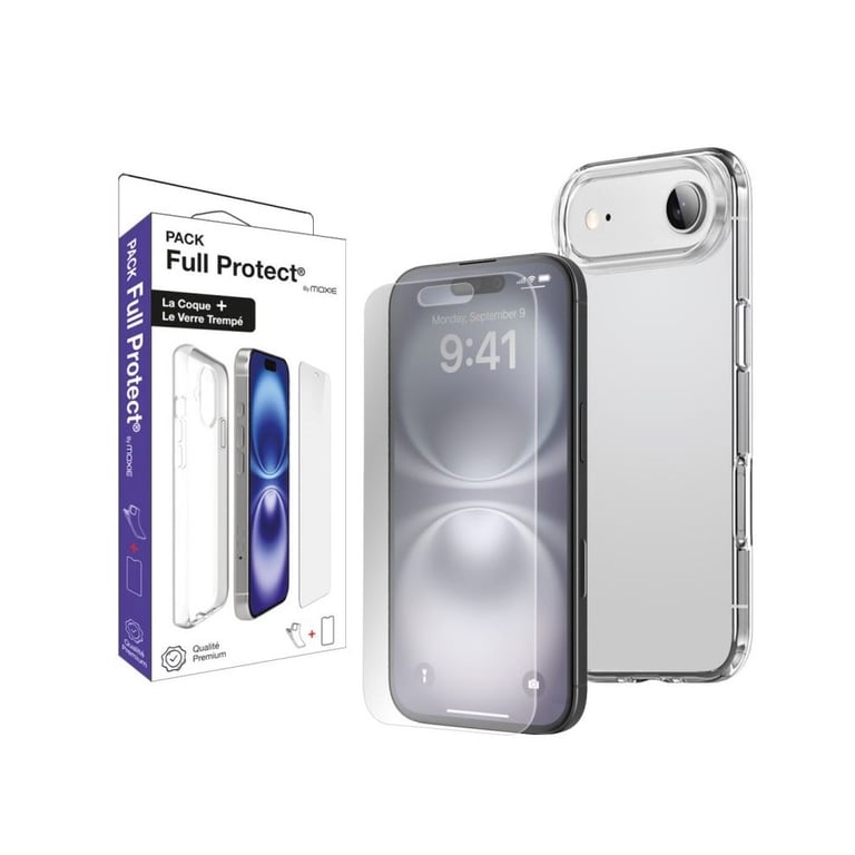 Pack Moxie iPhone Air Housse TPU transparente + Verre trempé 2.5D Transparent - Neuf