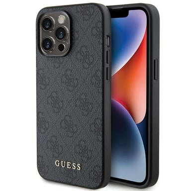 Étui Guess pour iPhone 15 Pro Max 6.7'' gris étui rigide 4G Metal Gold Logo