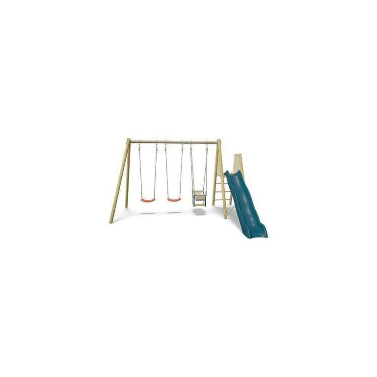 Portique de jeux AMILY ALEO BY TRIGANO en bois et métal avec 3 accessoires toboggan et plateforme Neuf
