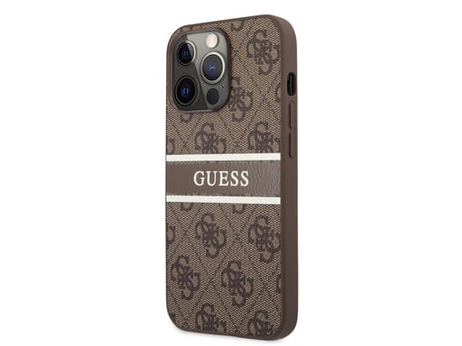 Guess Apple iPhone 13 Pro Funda PU 4G Stripe Marrón