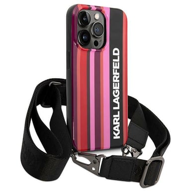Custodia Karl Lagerfeld per iPhone 14 Pro 6.1'' rosa Colore a strisce Cinturino