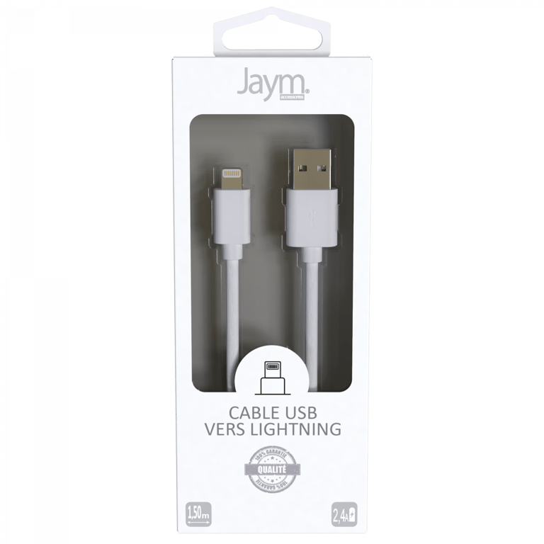 Cable USB a Lightning 2,4A - 1,5 metros - Colección POP - Blanco