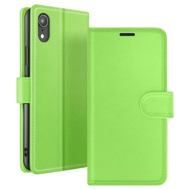 Zanaé Funda tipo cartera para iPhone XR con función de soporte y lengüeta magnética Verde