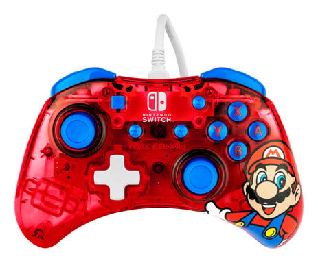 Rock Candy: Mario Punch Rouge, Translucide USB Manette de jeu Analogique/Numérique Nintendo Switch, Nintendo Switch Lite, Nintendo Switch OLED