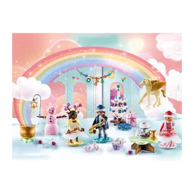 PLAYMOBIL 71348 Calendrier de l'Avent - Arc-en-ciel- La magie de Noël - 24 cases a ouvrir- pour attendre Noël