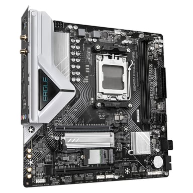 GIGABYTE B840M EAGLE WIFI6 Carte Mère – Processeurs AMD Ryzen 9000, 5+2+2 phases VRM, jusqu'à 7600 MHz DDR5 (O.C.), 1 x M.2 PCIe 4.0 + 1 x M.2 PCIe 3.0, Wi-Fi 6, LAN 2.5 GbE, USB 3.2 Gen 1