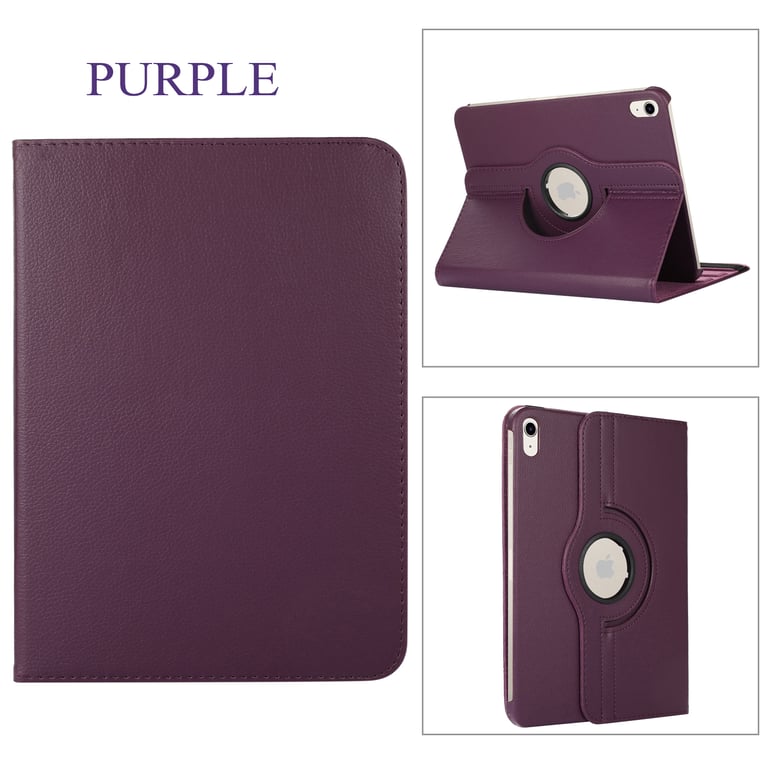 Housse violette Apple iPad 10,9 pouces 2022 rotative 360 degres - Etui  violet coque protection iPad 10eme generation - Accessoires pochette iPad 10