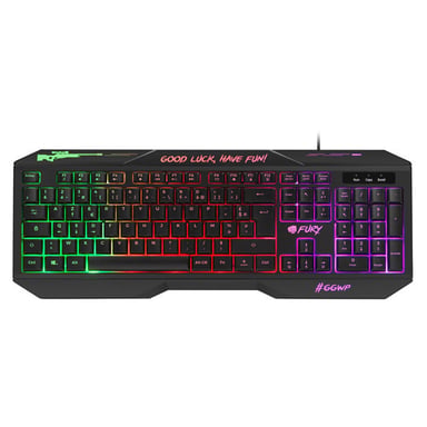 FURY HELLFIRE Pack 4 en 1 para jugadores Teclado, ratón, alfombrilla de ratón y auriculares Retroiluminación RGB