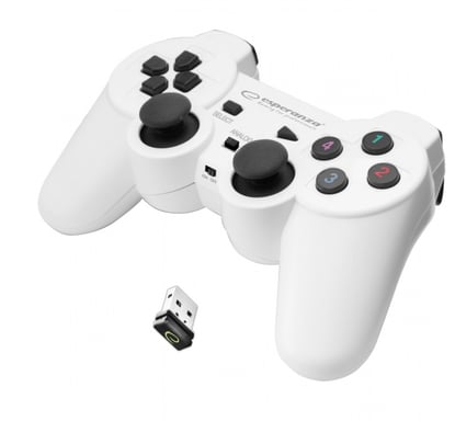 Esperanza EGG108W accessoire de jeux vidéo Noir, Blanc RF Manette de jeu Analogique/Numérique PC, Playstation 3