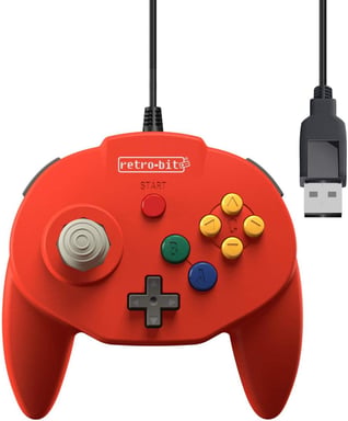 Retro-Bit Tribute 64 USB per PC, Switch, Mac, Steam, RetroPie, Raspberry Pi - Rosso