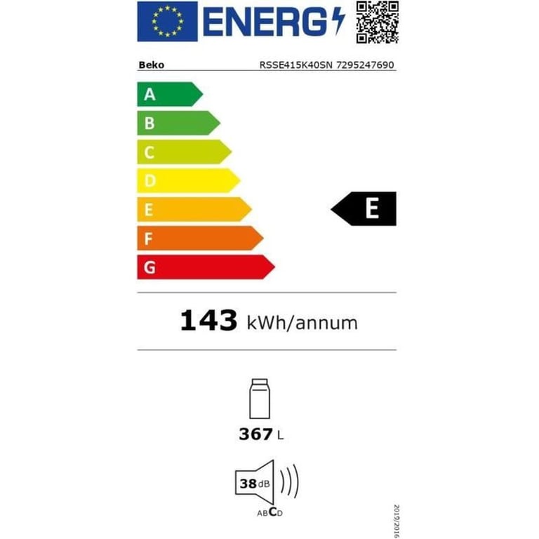 Réfrigérateur Monoporte Beko RSSE415K40SN – 367 L, Compartiment 0-3°C, Classe E - vue 4