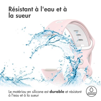 imoshion Bracelet Sport? en silicone pour Fitbit Charge 5 / 6 - Pink & White