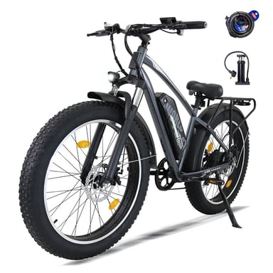 Bicicleta de montaña eléctrica AVDL A35, batería extraíble de 48 V y 13 Ah, Shimano de 7 velocidades - Gris
