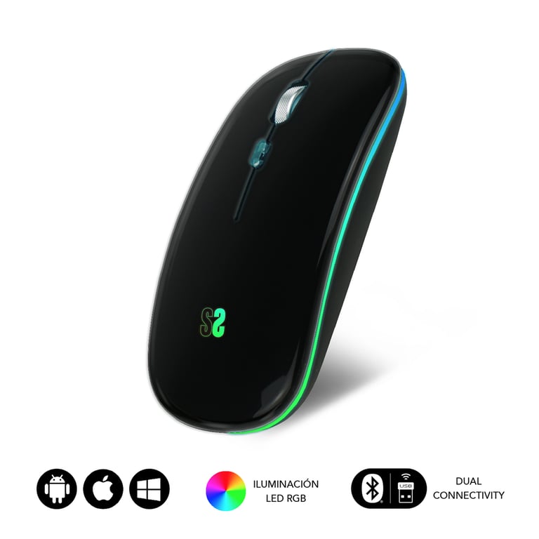 Souris SUBBLIM SUBMO-LDFLAT1 – Bureau Ambidextre RF + Bluetooth 1600 DPI