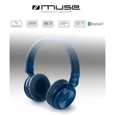 MUSE M-276 BTB Casque Bluetooth - Autonomie 10h - Bleu