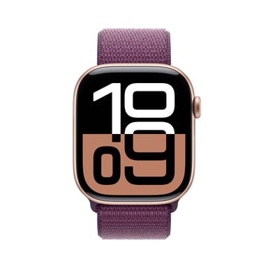 Apple Watch Series 10 GPS + Cellular, Cassa Oro Rosa 46mm, Cinturino in Tessuto Prugna