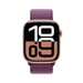 Apple Watch Series 10 GPS + Cellular, Cassa Oro Rosa 46mm, Cinturino in Tessuto Prugna