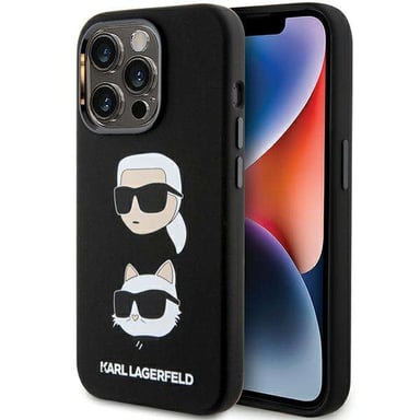 Custodia Karl Lagerfeld per iPhone 15 Pro 6.1'' nero Silicone Karl&Choupette Head