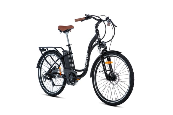 Bicicleta Electrica, Urbana EBIKE-28.2, Aluminio. SHIMANO 7v & Doble Frenos Disco Hidraulicos, Batería Ion Litio 36V 16Ah