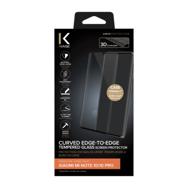 Protection d'écran en verre trempé Bord à  Bord Incurvé pour Xiaomi Mi Note 10/10 Pro, Noir