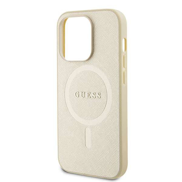 Guess Étui pour iPhone 15 Pro Max 6.7 or étui rigide Saffiano MagSafe - vue 2