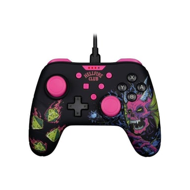 Manette filaire Konix Stranger Things pour Nintendo Switch Noir/Rose 3 m