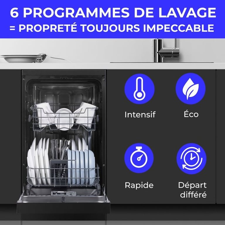 Lave vaisselle pose libre CONTINENTAL EDISON CELV1044CB 10 couverts Induction L45cm 44 dB - vue 3