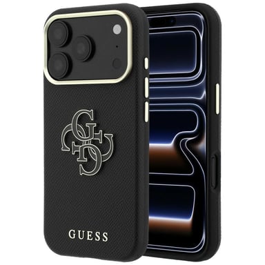 Étui Guess Grained Big Resin Logo pour iPhone 18 Pro / 17 Pro, noir