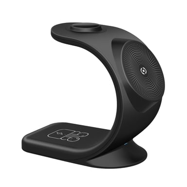 Celly MAGSTAND3IN1BK cargador de dispositivo móvil Smartphone Negro USB Cargador inalámbrico Interior