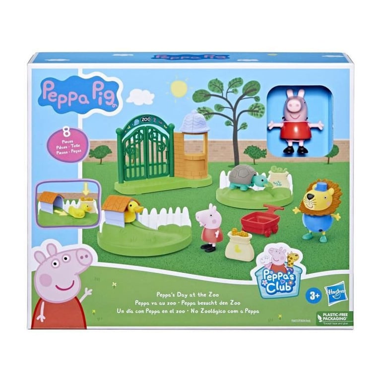 Peppa Pig, coffret Peppa va au zoo, 2 figurines de 7,5 cm et 6 accessoires thématiques, jouet préscolaire pour enfants, des - Neuf