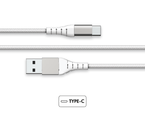 Câble Renforcé USB A/USB C 2m 3A Garanti à vie Blanc Force Power Lite