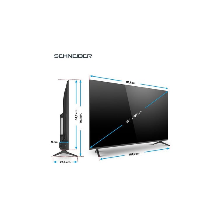 SCHNEIDER 50A2T TV UHD 4K 50 126cm Smart Tizen 3840 x 2160 pix 4K Netflix Youtube Dolby - vue 5
