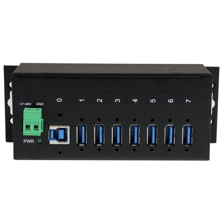 StarTech.com Hub USB 3.0 à 7 ports - 5Gbps - Hub USB-A industriel en métal avec protection ESD et protection contre les surtensions de 350W - Montage sur rail DIN, mural ou sur bureau - Hub d'extension USB conforme TAA - Neuf