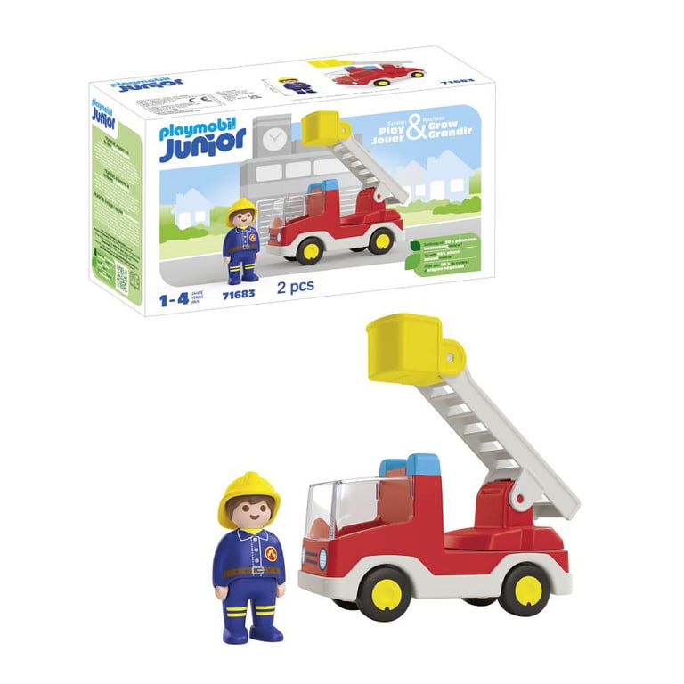 Playmobil Junior : Camion de pompier avec échelle pivotante Playmobil - vue 6