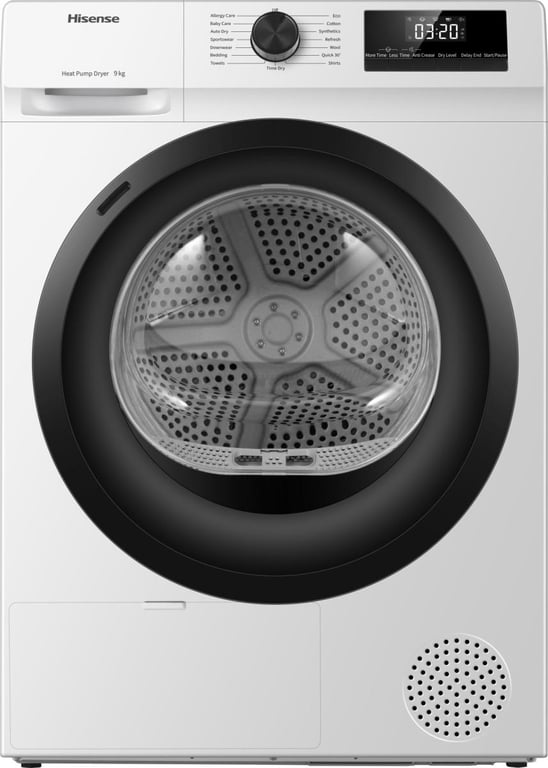 Sèche linge Hisense DHQE900UWDC Capacité 9 kg 590x595x845 mm 44 kg Économie dénergie - vue 3