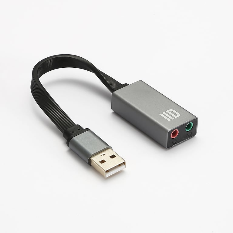 Adaptateur USB / jack audio + micro carton son externe compatible Windows/Mac/Chrome OS Linux, plug & play - Neuf