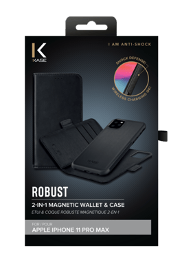 Robusta custodia magnetica e guscio 2 in 1 per Apple iPhone 11 Pro Max, nero onice