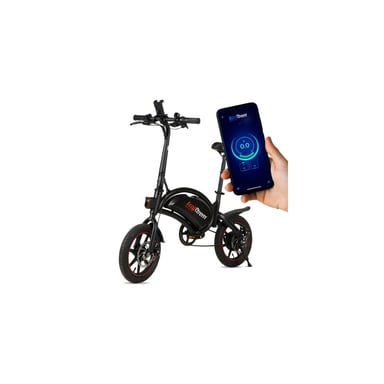 Vélo électrique 250W avec pédales et application  250 W, autononie du 25 km Km, roue du 14'', coleur Noir